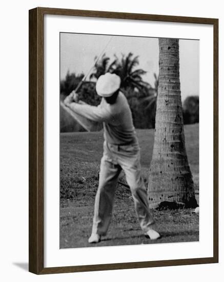 Golfer Ben Hogan, Demonstrating His Golf Drive-J^ R^ Eyerman-Framed Premium Photographic Print