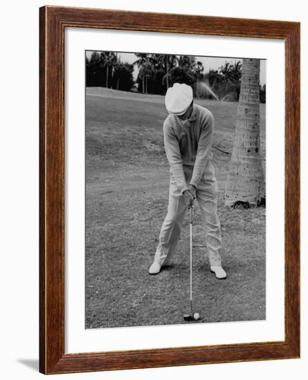 Golfer Ben Hogan, Demonstrating His Golf Drive-J^ R^ Eyerman-Framed Premium Photographic Print