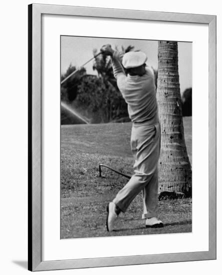 Golfer Ben Hogan, Demonstrating His Golf Drive-J^ R^ Eyerman-Framed Premium Photographic Print