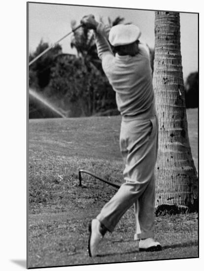 Golfer Ben Hogan, Demonstrating His Golf Drive-J^ R^ Eyerman-Mounted Premium Photographic Print