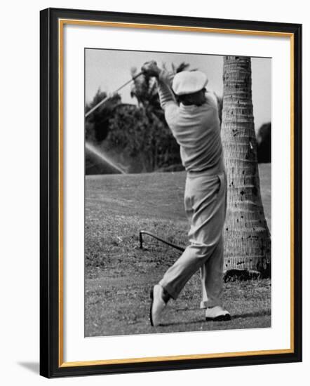 Golfer Ben Hogan, Demonstrating His Golf Drive-J^ R^ Eyerman-Framed Premium Photographic Print