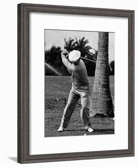 Golfer Ben Hogan, Demonstrating His Golf Drive-J^ R^ Eyerman-Framed Premium Photographic Print