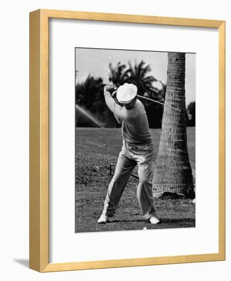 Golfer Ben Hogan, Demonstrating His Golf Drive-J^ R^ Eyerman-Framed Premium Photographic Print