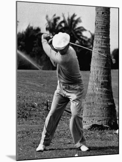 Golfer Ben Hogan, Demonstrating His Golf Drive-J^ R^ Eyerman-Mounted Premium Photographic Print