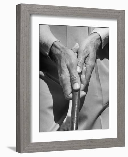 Golfer Ben Hogan Demonstrating Reverse Overlapping Putting Grip-null-Framed Photographic Print