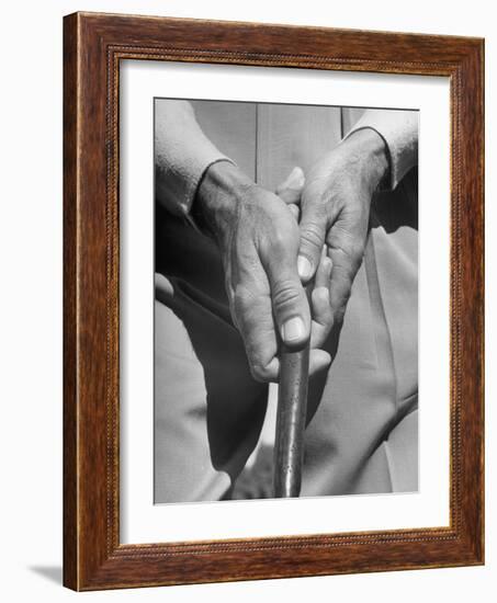 Golfer Ben Hogan Demonstrating Reverse Overlapping Putting Grip-null-Framed Photographic Print