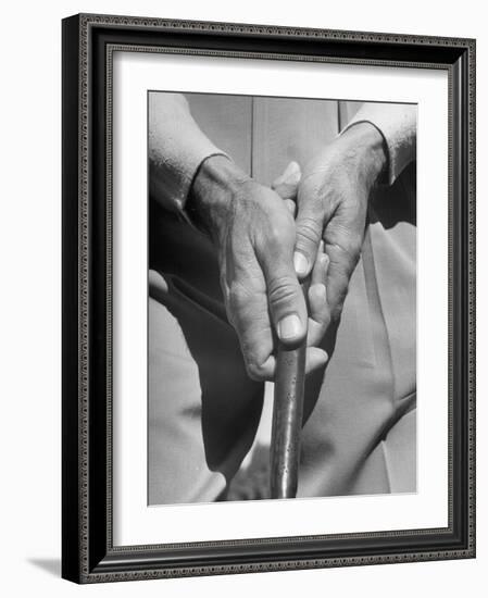 Golfer Ben Hogan Demonstrating Reverse Overlapping Putting Grip-null-Framed Photographic Print