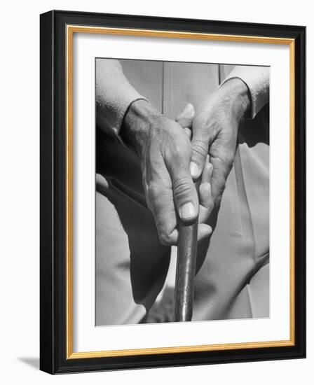 Golfer Ben Hogan Demonstrating Reverse Overlapping Putting Grip-null-Framed Photographic Print