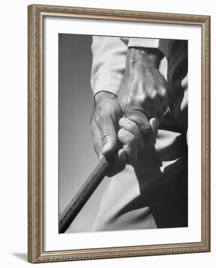 Golfer Ben Hogan Demonstrating Strong Grip for Woods and Irons-Martha Holmes-Framed Premium Photographic Print