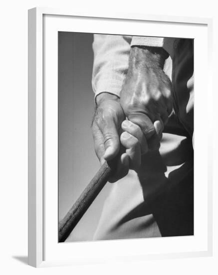 Golfer Ben Hogan Demonstrating Strong Grip for Woods and Irons-Martha Holmes-Framed Premium Photographic Print