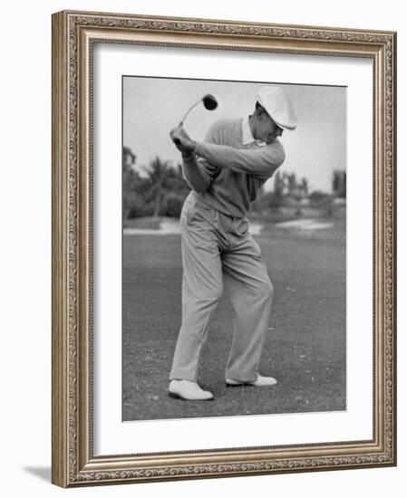 Golfer Ben Hogan, Dropping His Club at Top of Backswing-J^ R^ Eyerman-Framed Premium Photographic Print