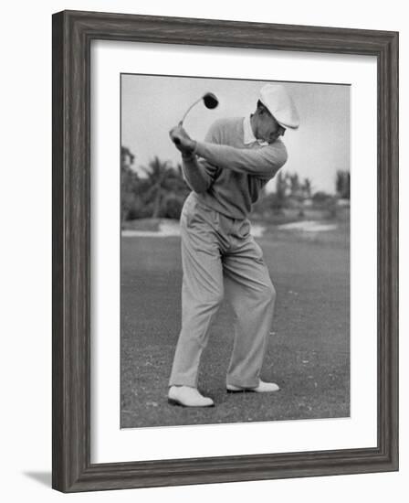 Golfer Ben Hogan, Dropping His Club at Top of Backswing-J^ R^ Eyerman-Framed Premium Photographic Print