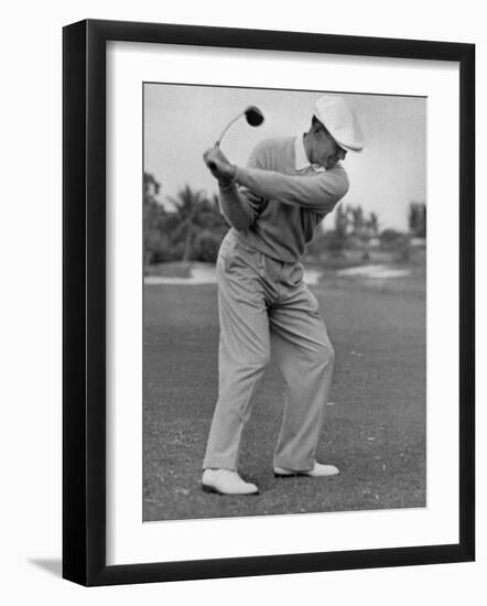 Golfer Ben Hogan, Dropping His Club at Top of Backswing-J^ R^ Eyerman-Framed Premium Photographic Print