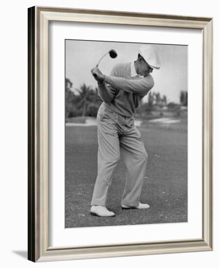 Golfer Ben Hogan, Dropping His Club at Top of Backswing-J^ R^ Eyerman-Framed Premium Photographic Print