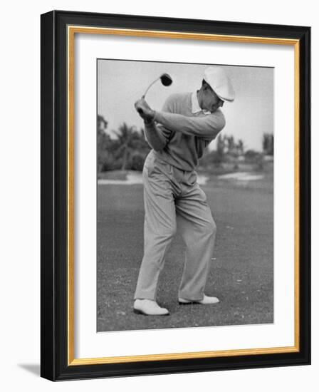 Golfer Ben Hogan, Dropping His Club at Top of Backswing-J^ R^ Eyerman-Framed Premium Photographic Print