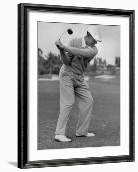 Golfer Ben Hogan, Dropping His Club at Top of Backswing-J^ R^ Eyerman-Framed Premium Photographic Print