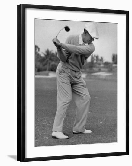 Golfer Ben Hogan, Dropping His Club at Top of Backswing-J^ R^ Eyerman-Framed Premium Photographic Print