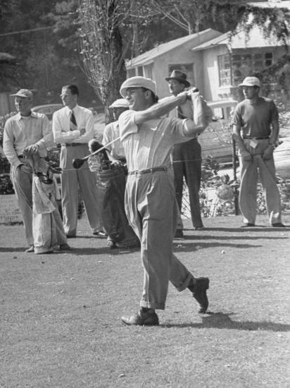 Golfer Ben Hogan Following Through With His Golf Swing Premium Photographic Print By Loomis Dean Art Com