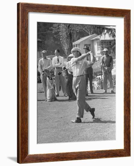Golfer Ben Hogan, Following Through with His Golf Swing-Loomis Dean-Framed Premium Photographic Print
