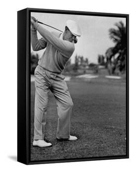 Golfer Ben Hogan, Keeping His Shoulders Level at Top of Swing-J. R. Eyerman-Framed Premier Image Canvas