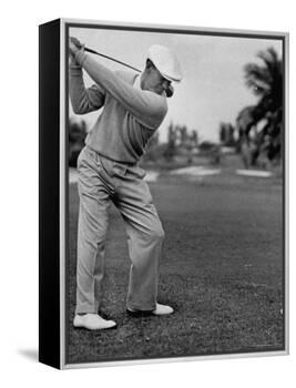 Golfer Ben Hogan, Keeping His Shoulders Level at Top of Swing-J. R. Eyerman-Framed Premier Image Canvas