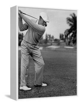 Golfer Ben Hogan, Keeping His Shoulders Level at Top of Swing-J. R. Eyerman-Framed Premier Image Canvas
