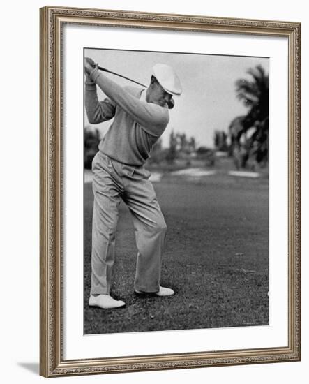 Golfer Ben Hogan, Keeping His Shoulders Level at Top of Swing-J^ R^ Eyerman-Framed Premium Photographic Print