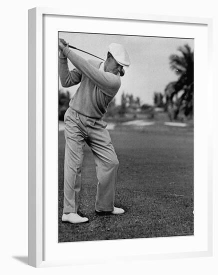 Golfer Ben Hogan, Keeping His Shoulders Level at Top of Swing-J^ R^ Eyerman-Framed Premium Photographic Print