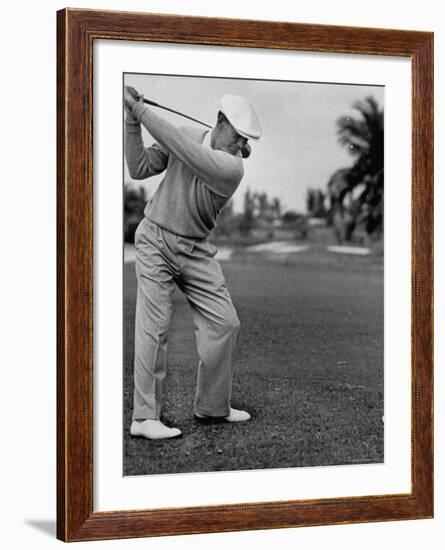 Golfer Ben Hogan, Keeping His Shoulders Level at Top of Swing-J^ R^ Eyerman-Framed Premium Photographic Print