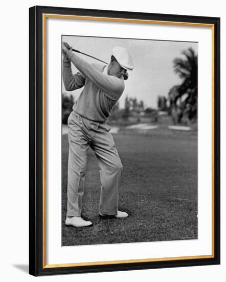 Golfer Ben Hogan, Keeping His Shoulders Level at Top of Swing-J^ R^ Eyerman-Framed Premium Photographic Print