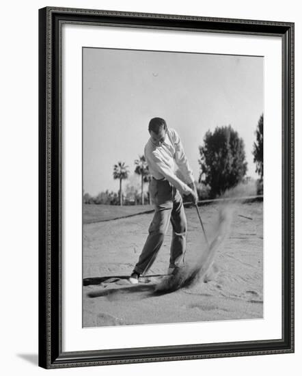 Golfer Ben Hogan Playing Golf in Sandtrap-Martha Holmes-Framed Premium Photographic Print