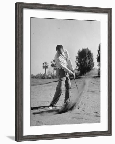 Golfer Ben Hogan Playing Golf in Sandtrap-Martha Holmes-Framed Premium Photographic Print