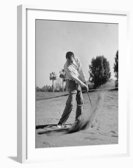 Golfer Ben Hogan Playing Golf in Sandtrap-Martha Holmes-Framed Premium Photographic Print