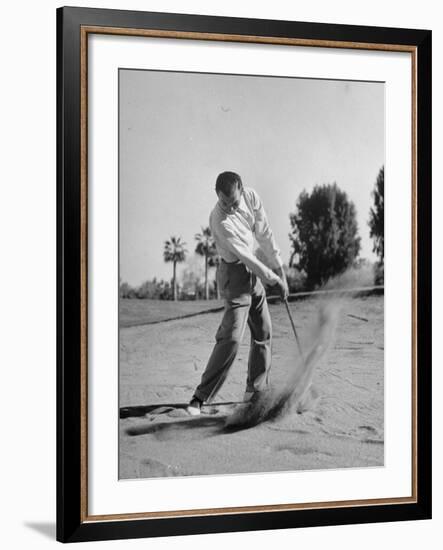 Golfer Ben Hogan Playing Golf in Sandtrap-Martha Holmes-Framed Premium Photographic Print