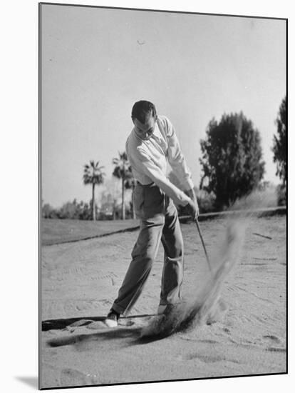 Golfer Ben Hogan Playing Golf in Sandtrap-Martha Holmes-Mounted Premium Photographic Print