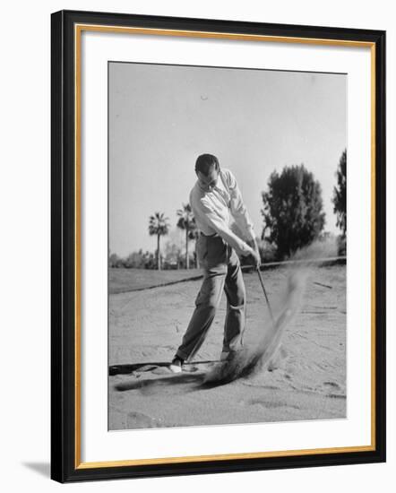 Golfer Ben Hogan Playing Golf in Sandtrap-Martha Holmes-Framed Premium Photographic Print
