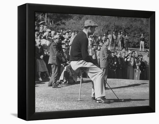 Golfer Ben Hogan, Resting on Portable Folding Seat During Los Angeles Open Golf Tournament-Peter Stackpole-Framed Premier Image Canvas