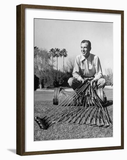 Golfer Ben Hogan with Golf Clubs-Martha Holmes-Framed Premium Photographic Print