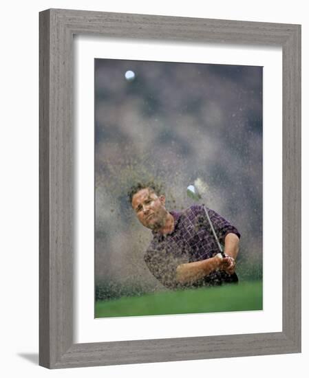 Golfer Blasting a Shot Out of a Sand Trap, San Diego, California, USA-Chris Trotman-Framed Photographic Print