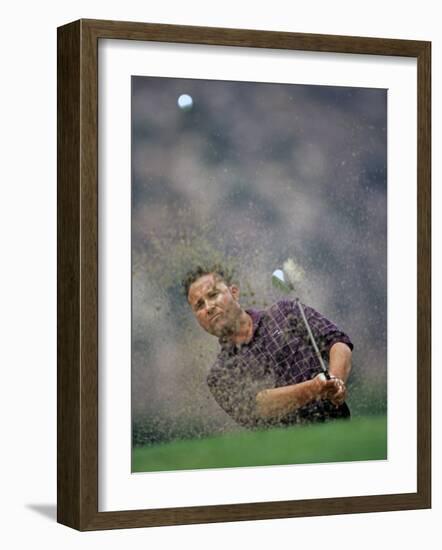 Golfer Blasting a Shot Out of a Sand Trap, San Diego, California, USA-Chris Trotman-Framed Photographic Print