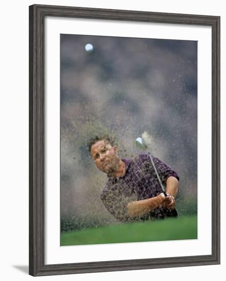 Golfer Blasting a Shot Out of a Sand Trap, San Diego, California, USA-Chris Trotman-Framed Photographic Print