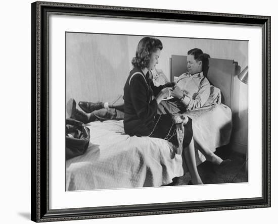 Golfer Byron Nelson and His Wife Relaxing in their Hotel Room-null-Framed Premium Photographic Print