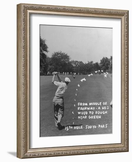 Golfer Byron Nelson Making His Second Shot on 15th Hole-null-Framed Photographic Print