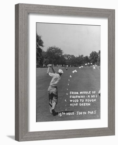Golfer Byron Nelson Making His Second Shot on 15th Hole-null-Framed Photographic Print