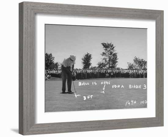 Golfer Byron Nelson Putting for a Birdie on 14th Hole-null-Framed Photographic Print