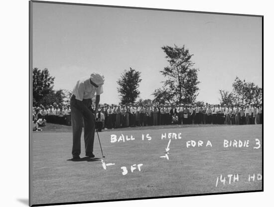 Golfer Byron Nelson Putting for a Birdie on 14th Hole-null-Mounted Photographic Print