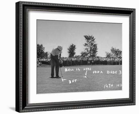 Golfer Byron Nelson Putting for a Birdie on 14th Hole-null-Framed Photographic Print