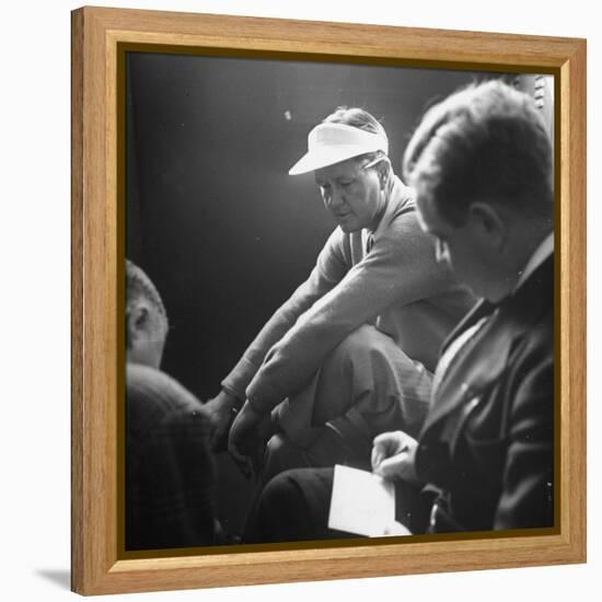 Golfer Byron Nelson Talking to Sportswriters in the Locker Room-Gabriel Benzur-Framed Premier Image Canvas