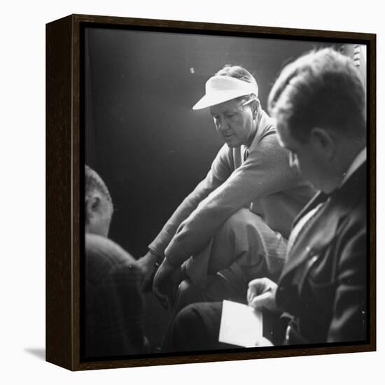 Golfer Byron Nelson Talking to Sportswriters in the Locker Room-Gabriel Benzur-Framed Premier Image Canvas