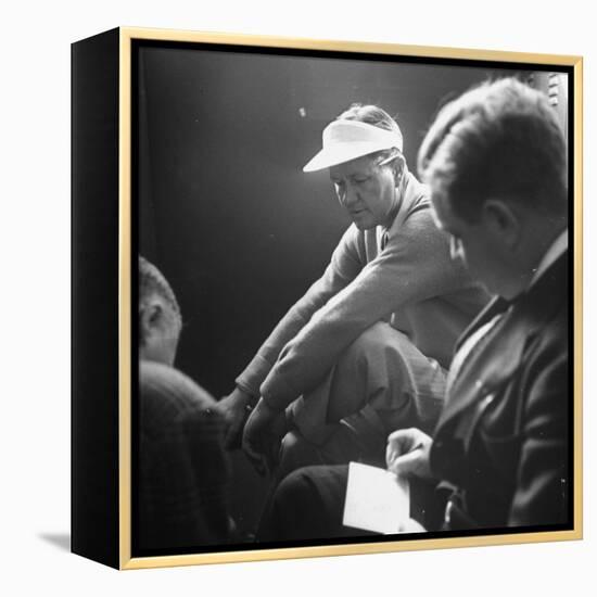 Golfer Byron Nelson Talking to Sportswriters in the Locker Room-Gabriel Benzur-Framed Premier Image Canvas